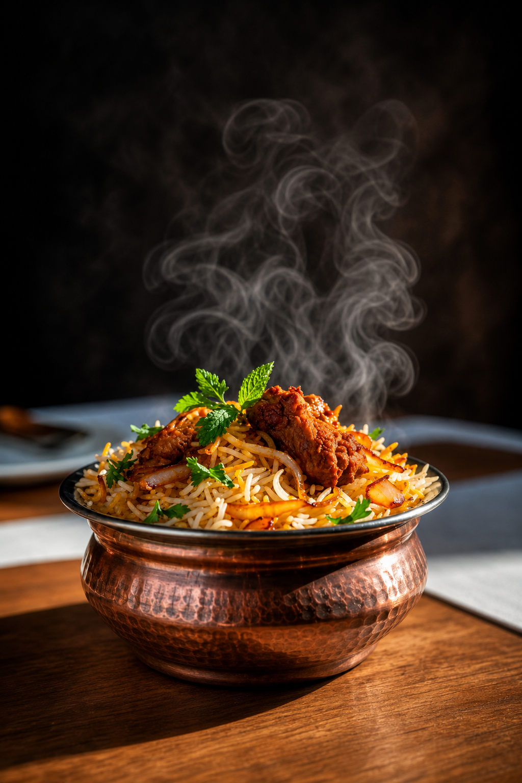 Hyderabadi biryani prepared with fragrant rice and spices